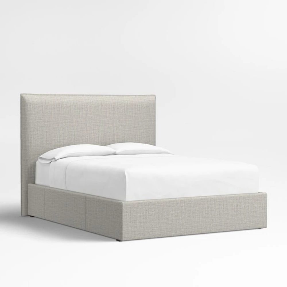 Arvada 54" Mist Grey Upholstered King Headboard with Storage Bed Base