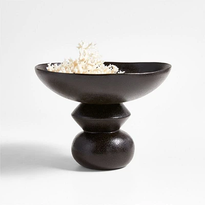 Ashanti Black Ceramic Decorative Pedestal Bowl by Eric Adjepong