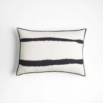 Ashi Painterly Organic Cotton 22x15 Arctic Ivory Throw Pillow Cover