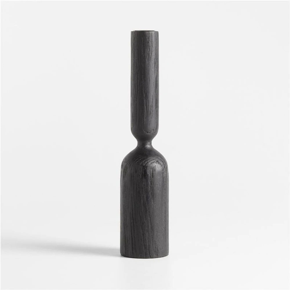 Asker Black Wood Taper Candle Holder 11"