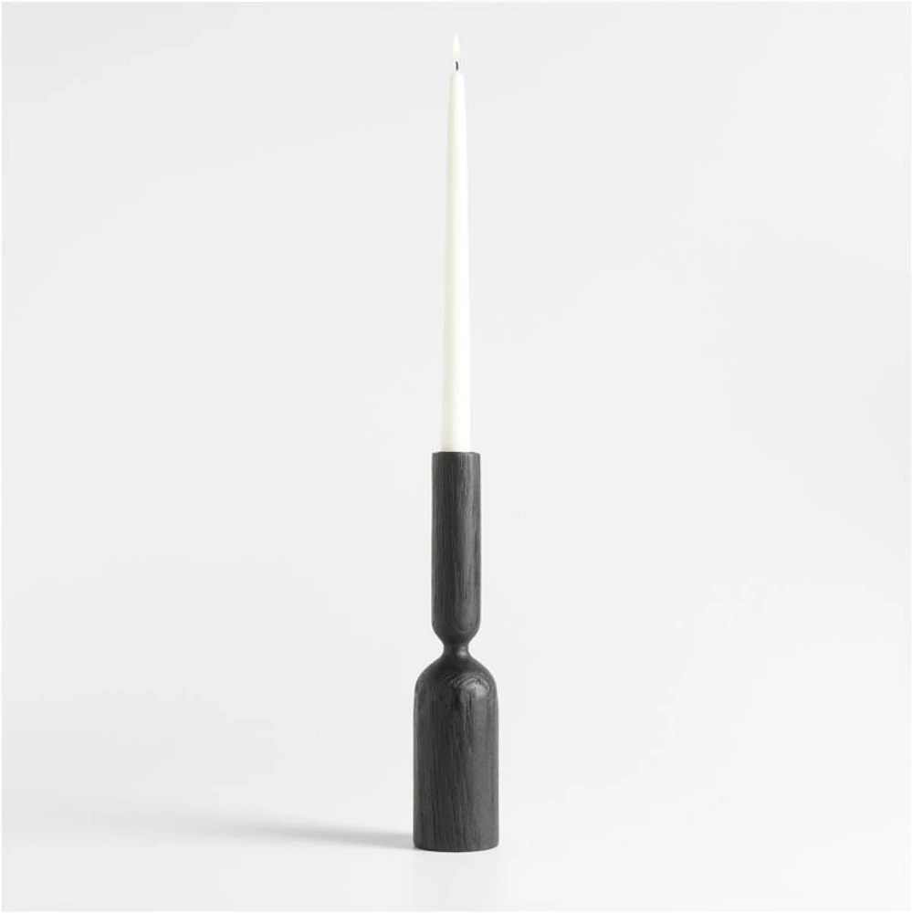 Asker Black Wood Taper Candle Holder 11"
