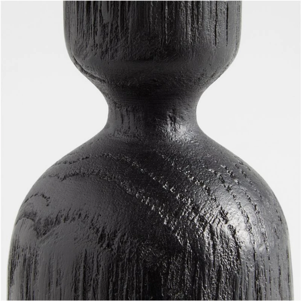 Asker Black Wood Taper Candle Holder 11"