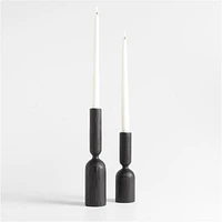 Asker Black Wood Taper Candle Holder 11"