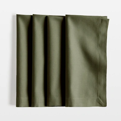 Aspen Burnt Green Organic Cotton Napkins, Set of 4