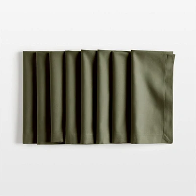 Aspen Burnt Green Organic Cotton Napkins, Set of 8