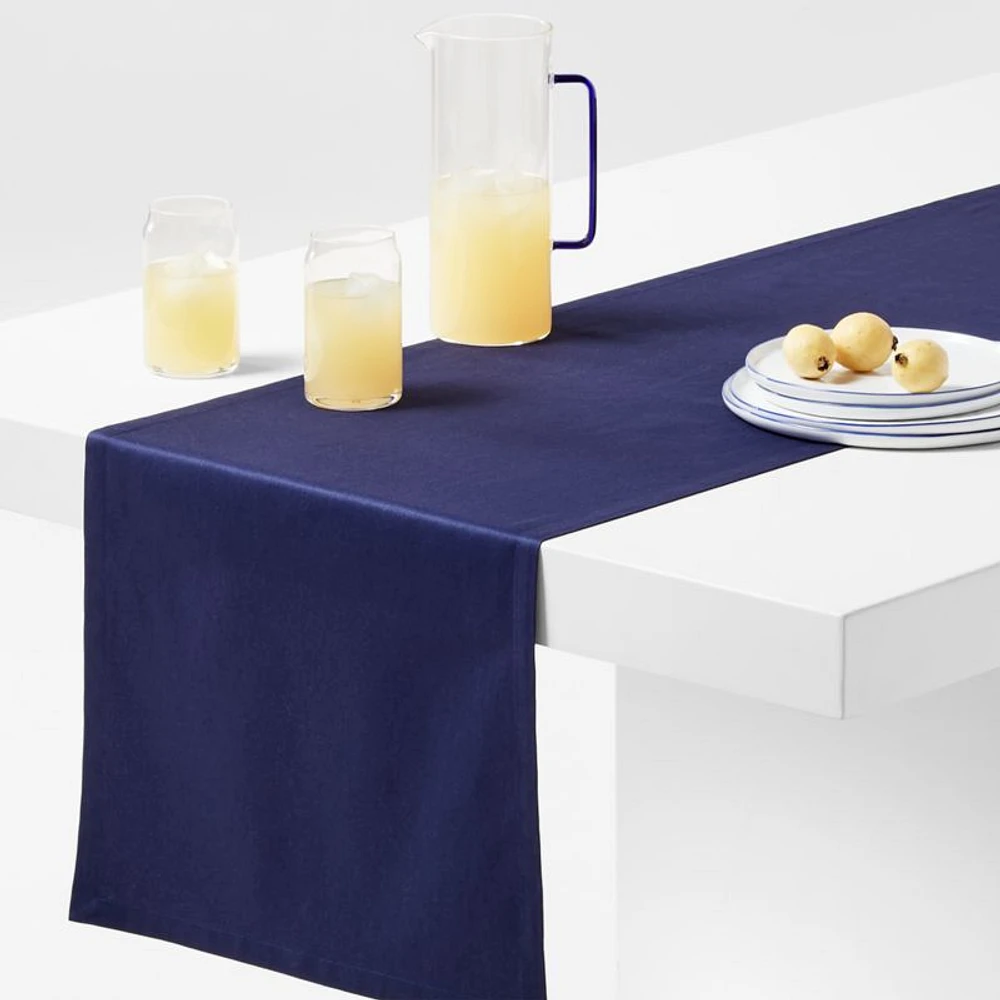 Aspen 120" Deep Indigo Organic Cotton Table Runner