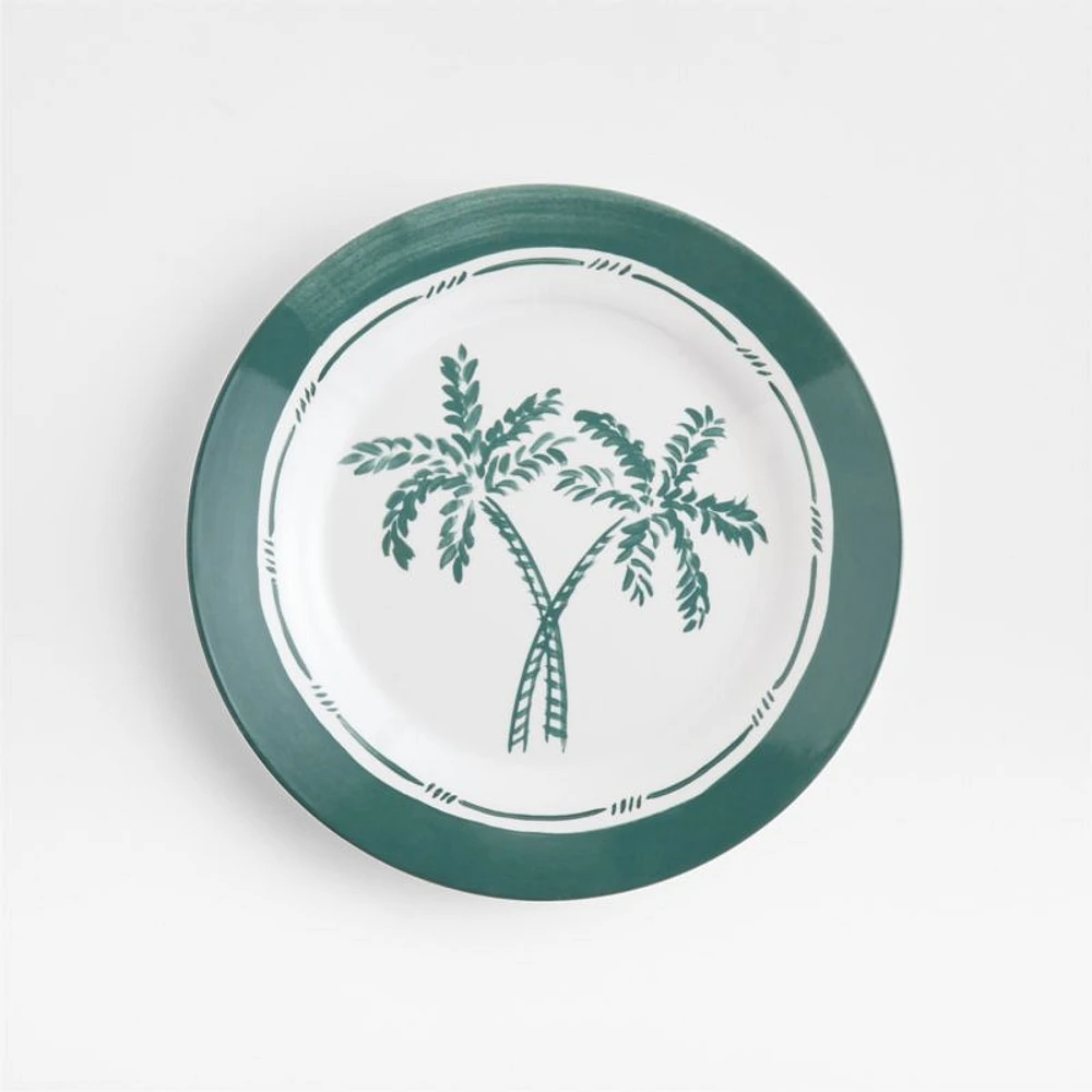 Aspen Rimmed Green Palm Outdoor Melamine Salad Plate