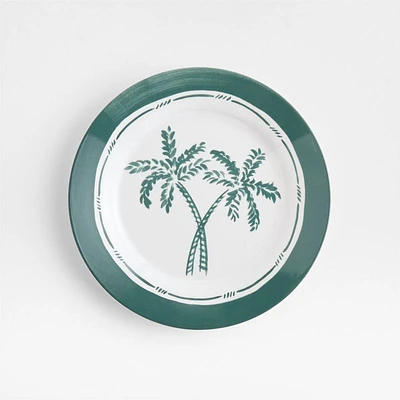 Aspen Rimmed Green Palm Outdoor Melamine Salad Plate