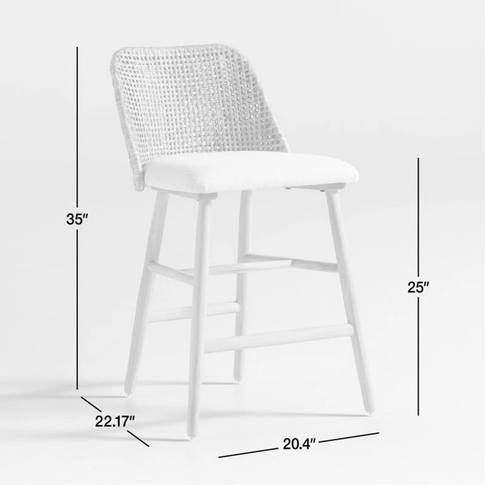 Astrid Upholstered Rattan Counter Stool with Performance Fabric