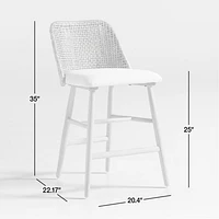 Astrid Upholstered Rattan Counter Stool with Performance Fabric