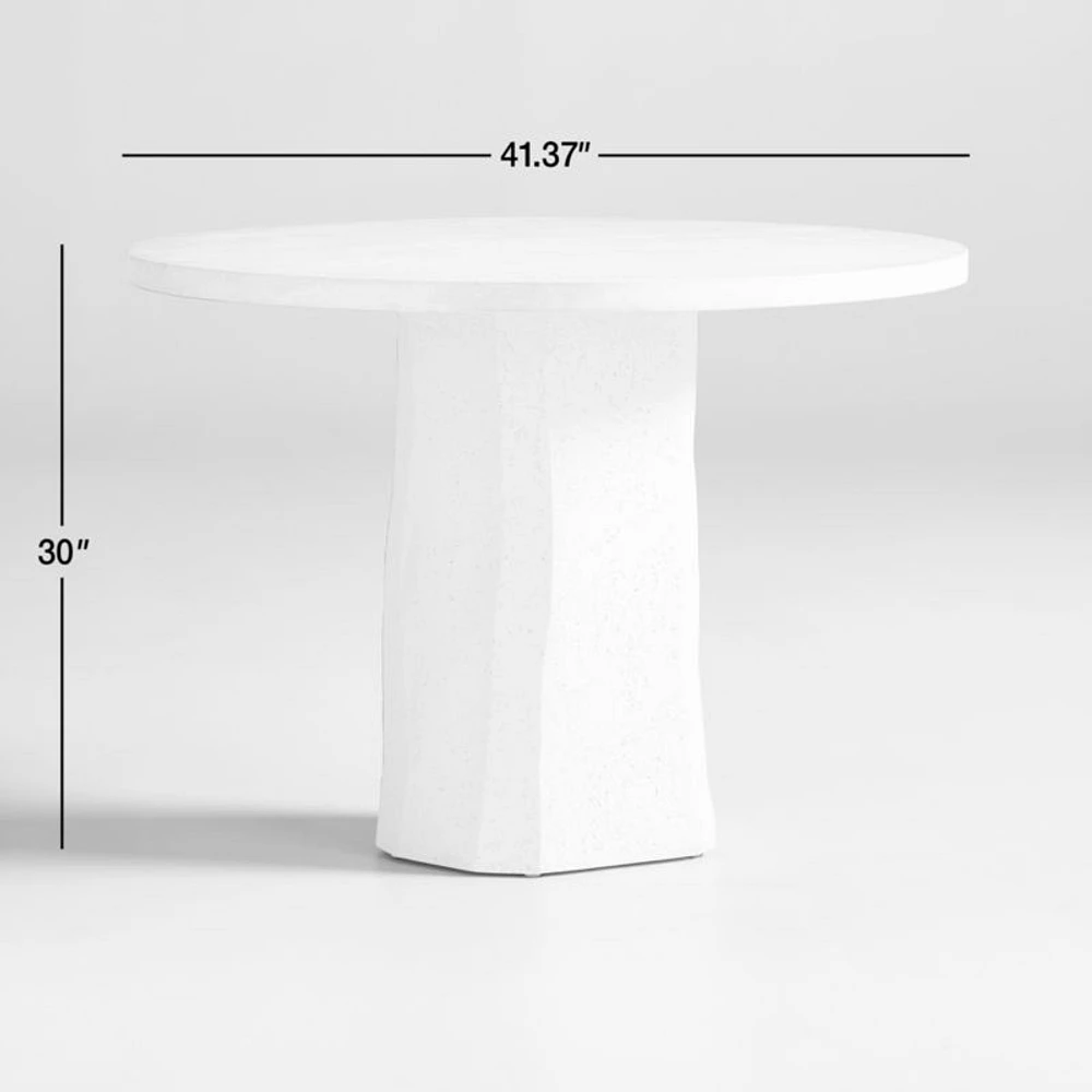 Contemplation 41.5" Round White Travertine and Concrete Entryway Table by Athena Calderone