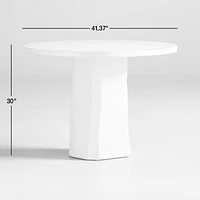 Contemplation 41.5" Round White Travertine and Concrete Entryway Table by Athena Calderone