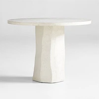 Contemplation 41.5" Round White Travertine and Concrete Entryway Table by Athena Calderone