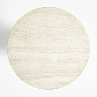 Contemplation 41.5" Round White Travertine and Concrete Entryway Table by Athena Calderone