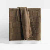 Atticus Square Knit Beige Throw by Jake Arnold