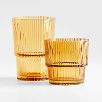 Atwell 11-Oz. Spice Orange Stackable Ribbed Double Old-Fashioned Glass