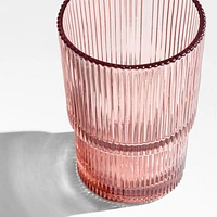 Atwell 11-oz. Spring Pink Stackable Ribbed Double Old-Fashioned Glass