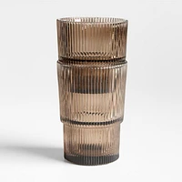 Atwell 11-oz. Taupe Stackable Ribbed Double Old-Fashioned Glass
