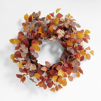 Faux Autumn Leaf Wreath 28"