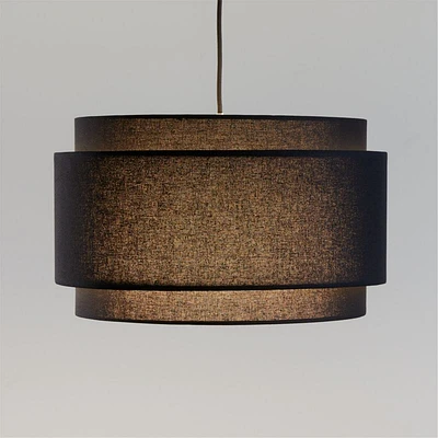 Avery Black Linen Double Drum Pendant Light