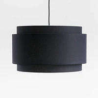 Avery Black Linen Double Drum Pendant Light