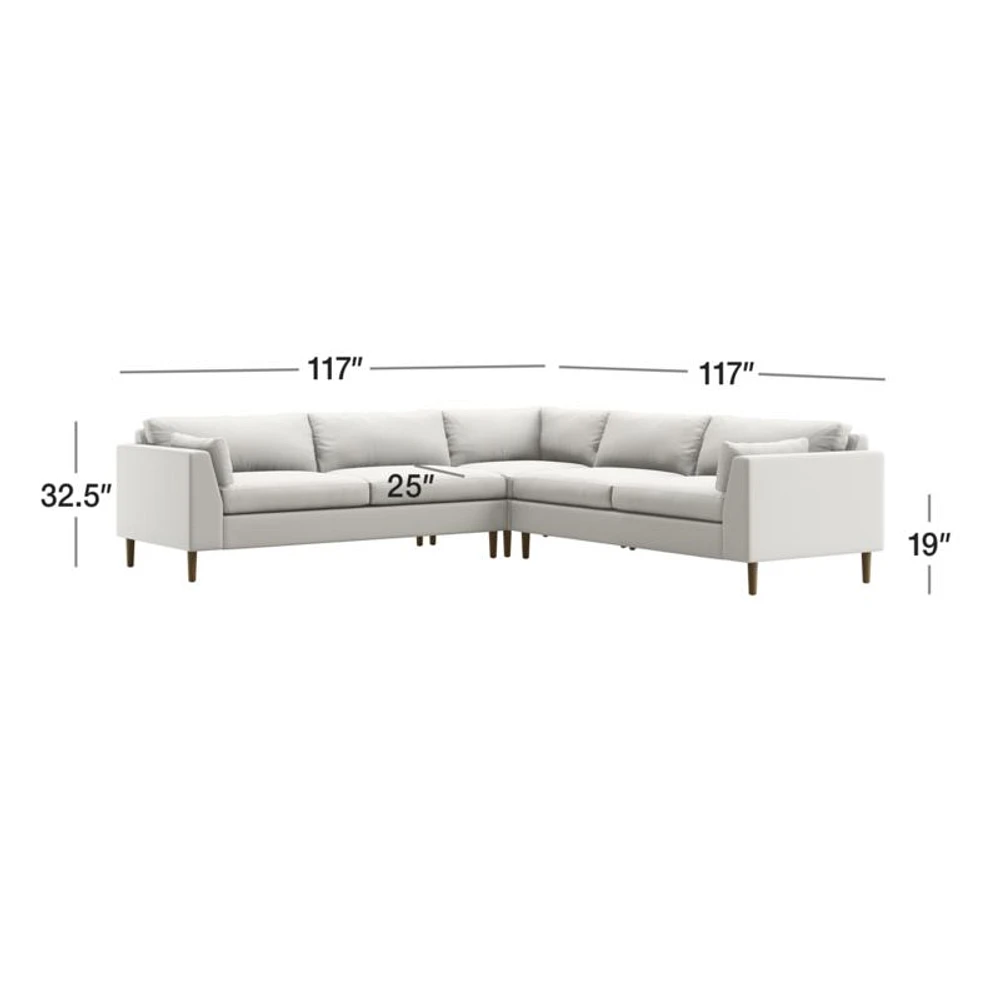 Avondale Wood Leg 3-Piece Sectional Sofa