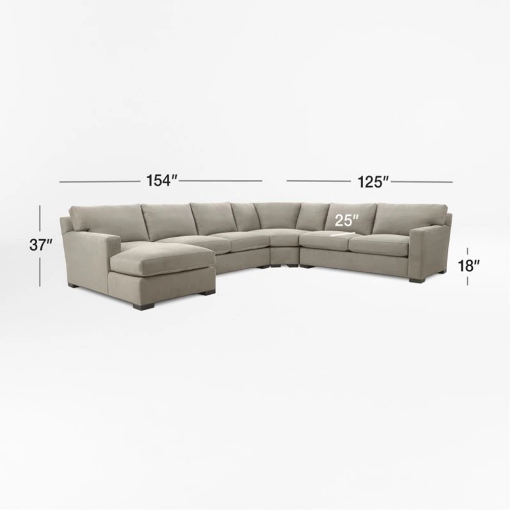 Axis 4-Piece L-Shaped Wedge Sectional Sofa with Chaise Lounge