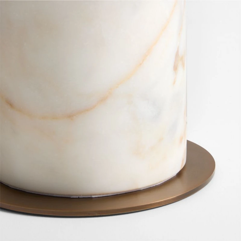 Beachwood Golden Calacatta Marble Table Lamp with Wicker Shade by Brigette Romanek