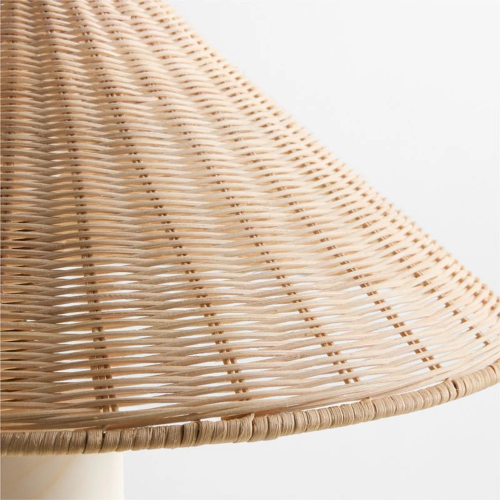 Beachwood Golden Calacatta Marble Table Lamp with Wicker Shade by Brigette Romanek