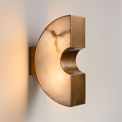 Cali White Alabaster Wall Sconce Light by Brigette Romanek