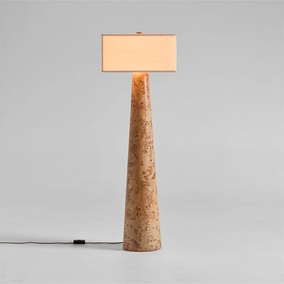 Gains Burlwood Floor Lamp with Linen Shade by Brigette Romanek