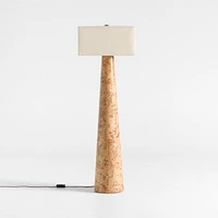 Gains Burlwood Floor Lamp with Linen Shade by Brigette Romanek