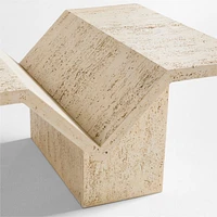 Hollywood Hills Faux Travertine Resin 60" Rectangular Coffee Table with Shelf by Brigette Romanek