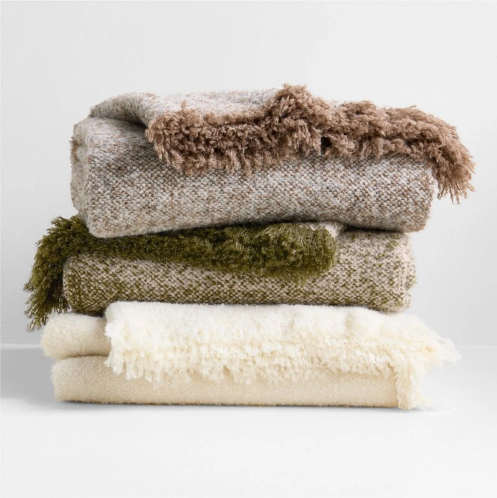 Livable Luxe 70"x55" Melange Alpaca Fringe Taupe Throw Blanket by Brigette Romanek