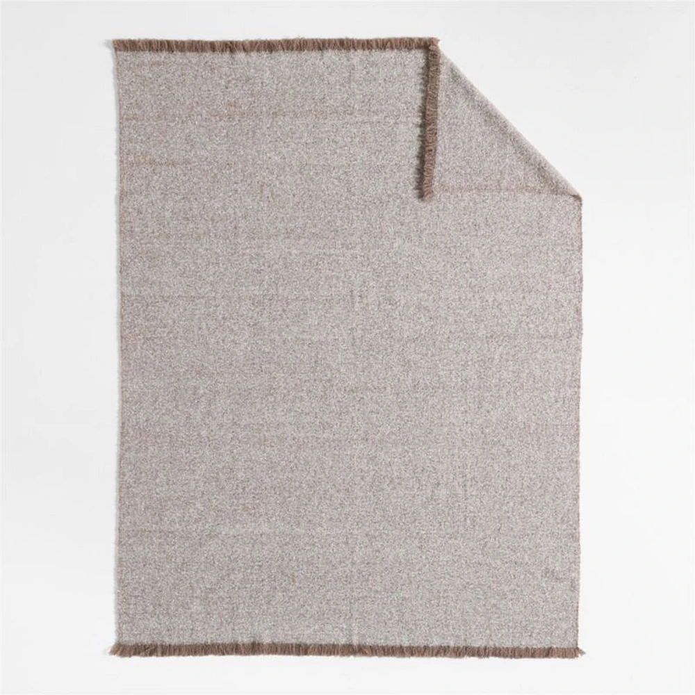 Livable Luxe 70"x55" Melange Alpaca Fringe Taupe Throw Blanket by Brigette Romanek