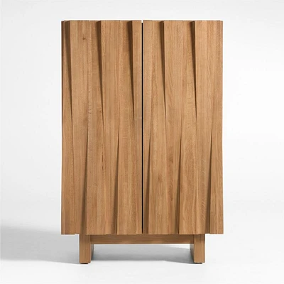 Tower 32" Light Brown Oak Wood Bar Cabinet by Brigette Romanek