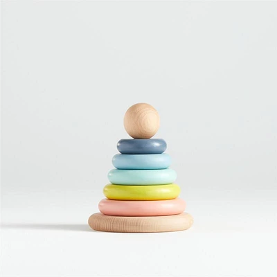 Small Rainbow Wooden Baby Stacking Ring