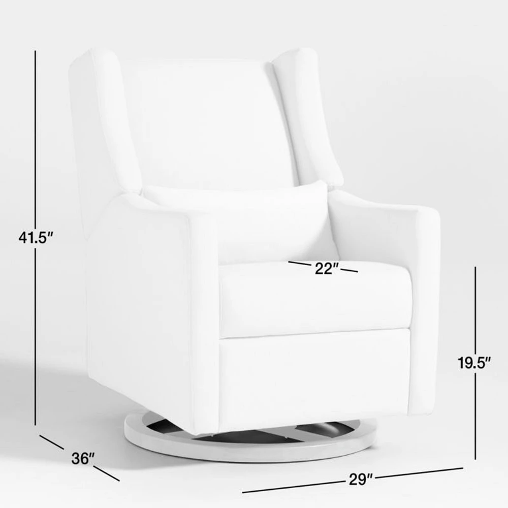 Babyletto Kiwi Grey Nursery Power Glider Recliner Chair with Natural Wood Base