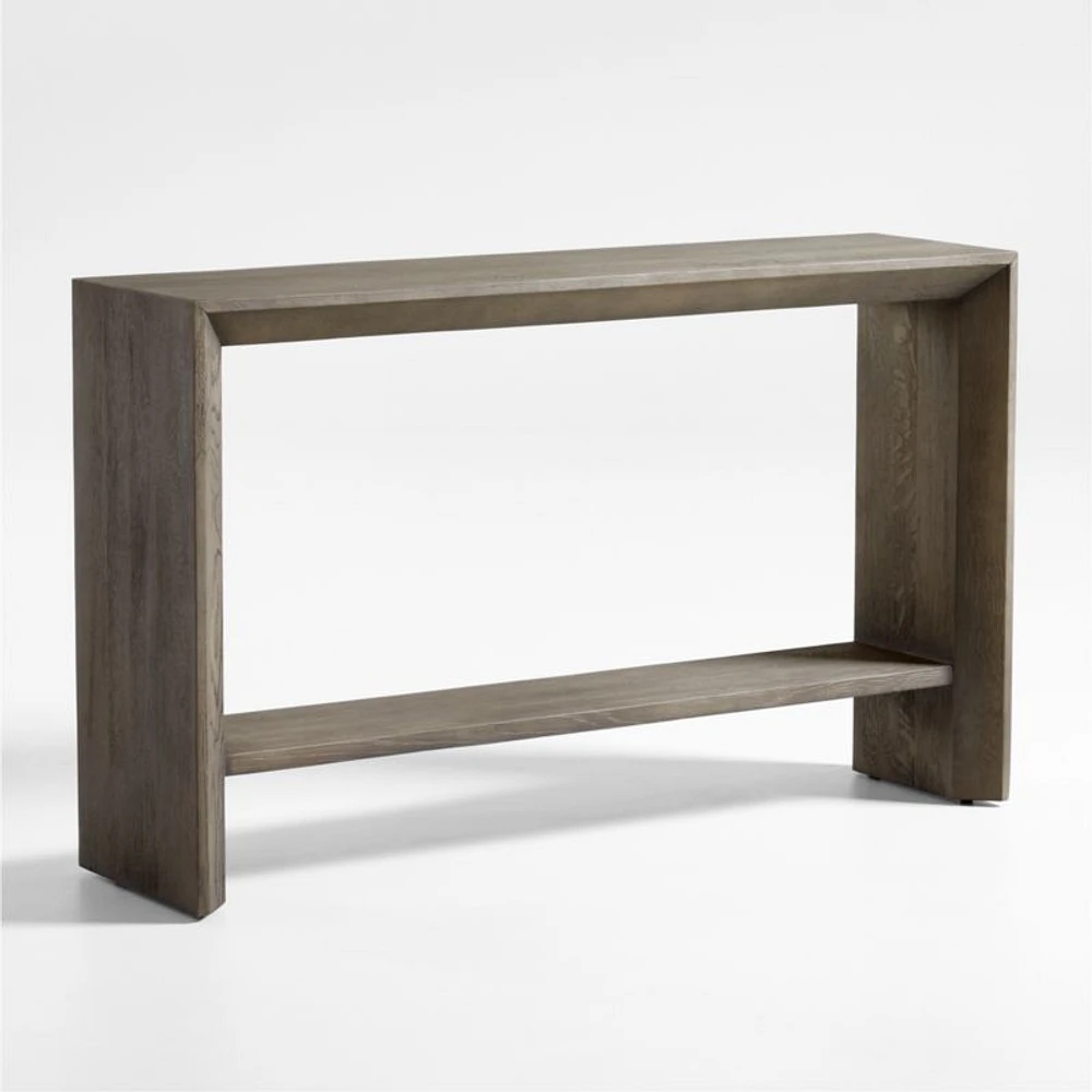 Baja 72" Rectangular Grey Oak Wood Console Table with Shelf
