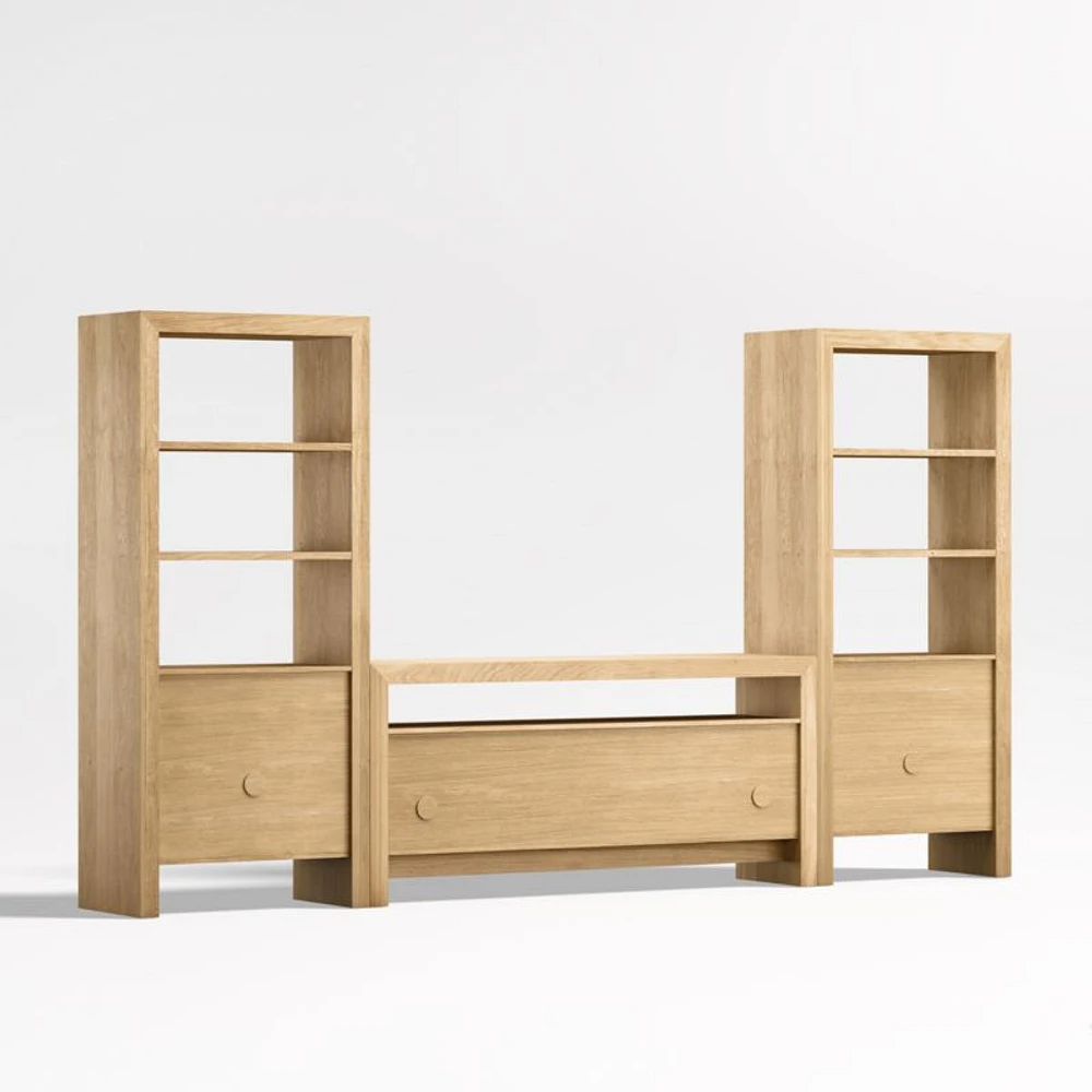Baja Natural 72" Storage Media Console and 2 Storage Bookcases
