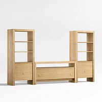 Baja Natural 72" Storage Media Console and 2 Storage Bookcases