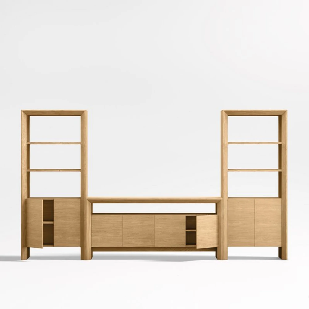 Baja Natural 72" Storage Media Console and 2 Storage Bookcases