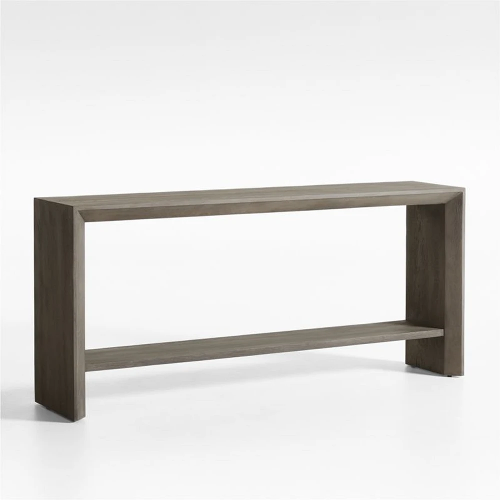 Baja 72" Rectangular Grey Oak Wood Console Table with Shelf