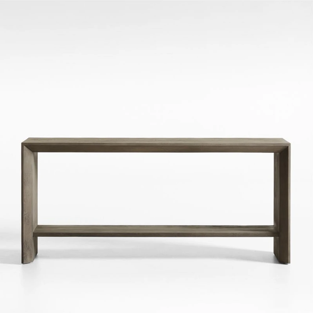 Baja 72" Rectangular Grey Oak Wood Console Table with Shelf