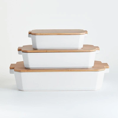 Baking Dishes with Bamboo Lids