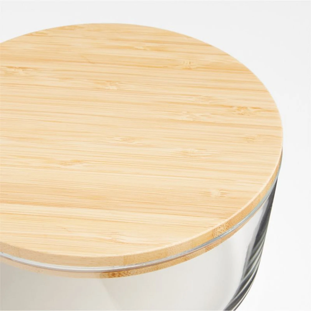 Crate & Barrel Round 20-piece Bamboo Glass Storage Set with Bamboo Lids