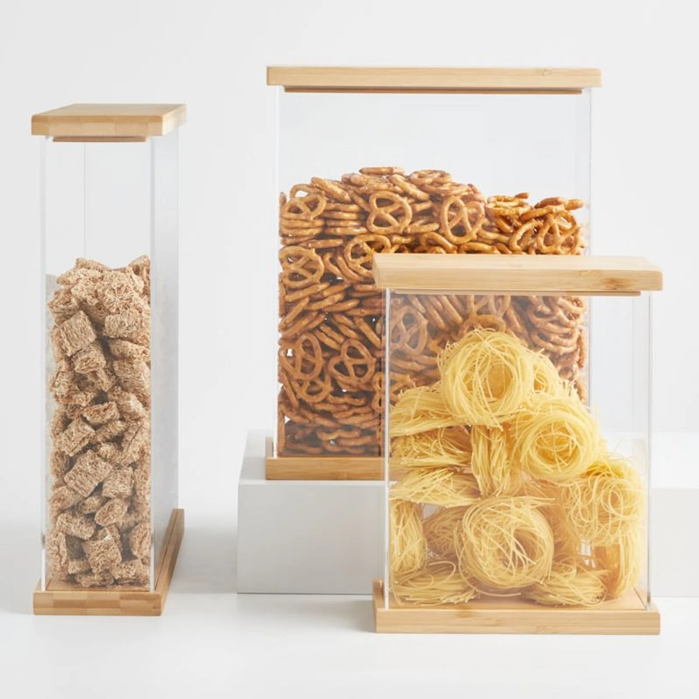 Rectangular Acrylic Kitchen Canister with Bamboo Lid