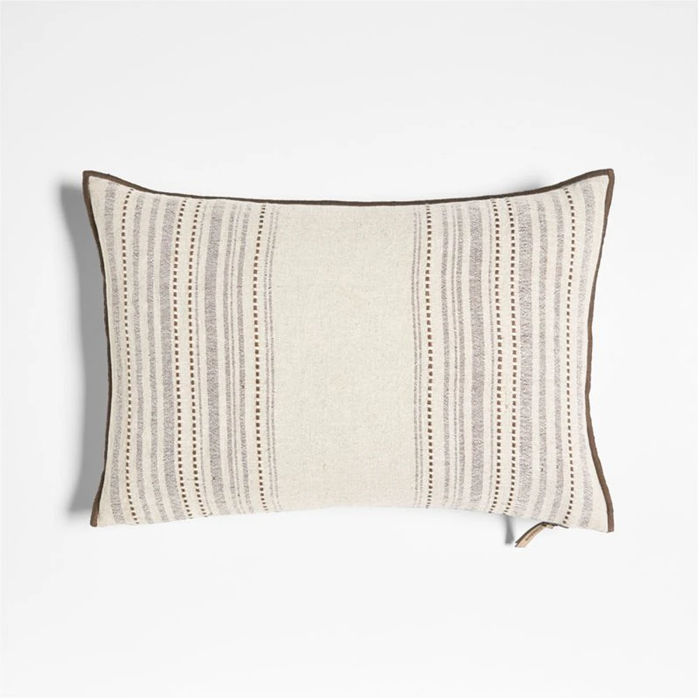 Bande Ivory Textured Stripe 22x15 Throw Pillow Cover