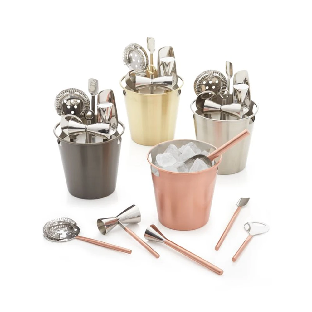 Stainless Steel Bar Tool Set with Gold Finish