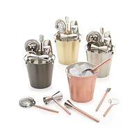 Stainless Steel Bar Tool Set with Gold Finish